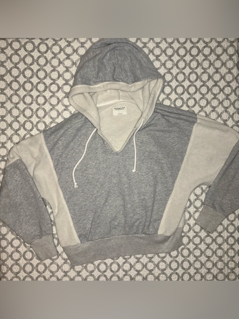 Abercrombie & Fitch Soft A&F Collection Gray and White Soft Pullover Hoodie
